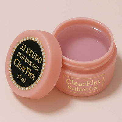 ClearFlex – Builder Gel 15 ml. Klarer Aufbauel für Nagelmodelage in rosa Flasche