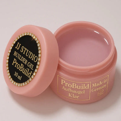 ProBuild – Builder Gel 30 ml. Klarer Aufbaugel für Nagelmodelage in rosane Flasche
