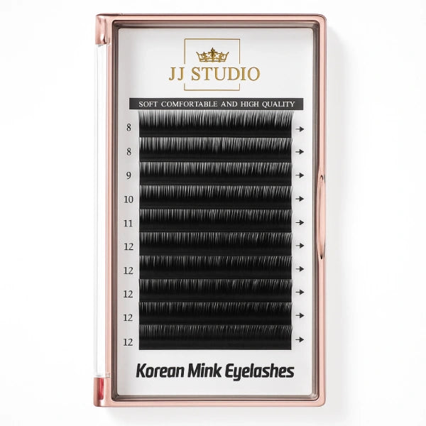 Professionelle Einzelwimpern – 0,10 mm Dicke, C-Curl, Länge: 7-15 mm (Schwarz Matt)