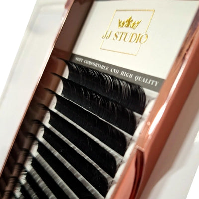 Professionelle Volumenwimpern – 0,07 mm Dicke, B-Curl, Länge: 7-15 mm (Schwarz Matt)
